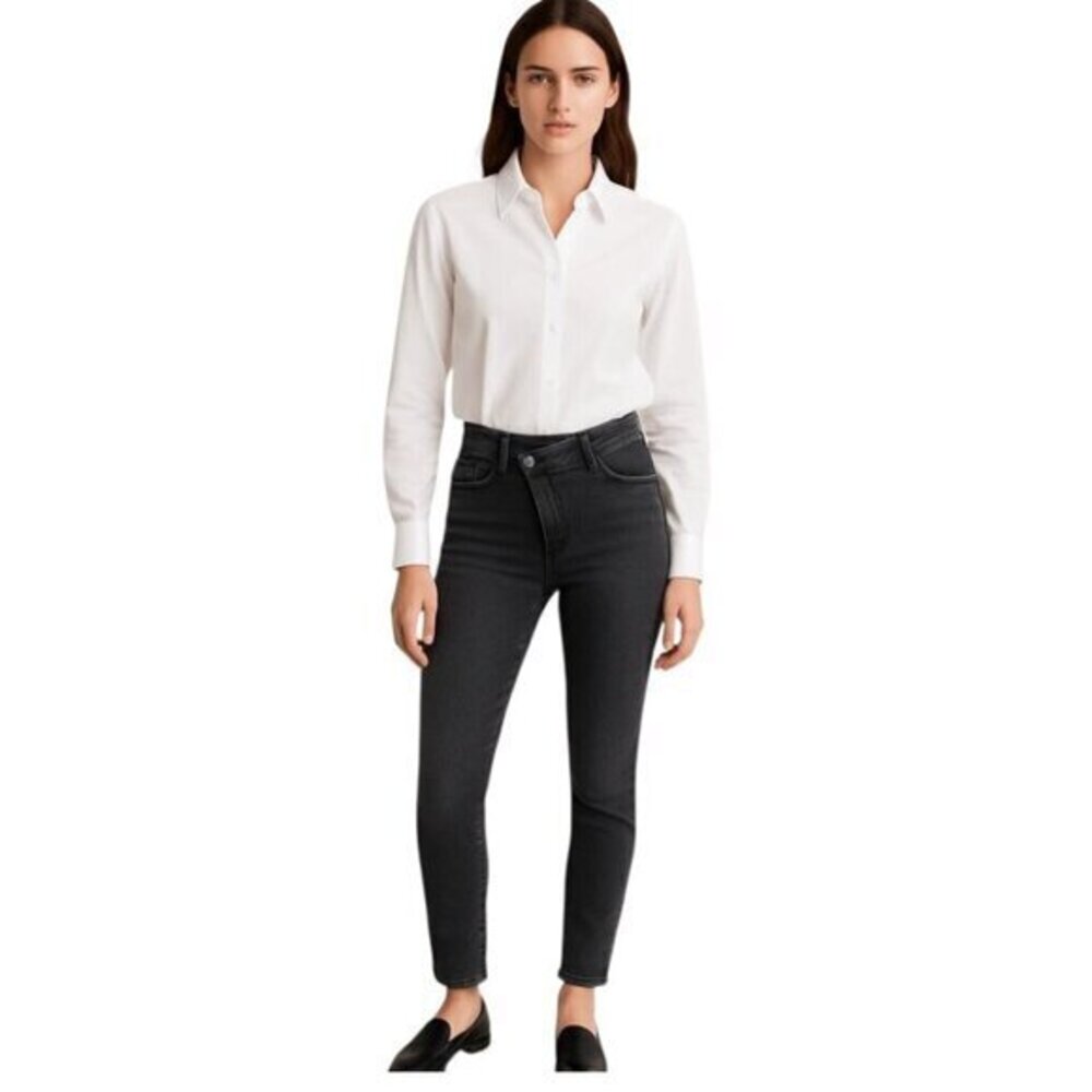 Dorothee Schumacher Crossed Zipper Slim Cropped Jean in Faded Black size 1 (US2)